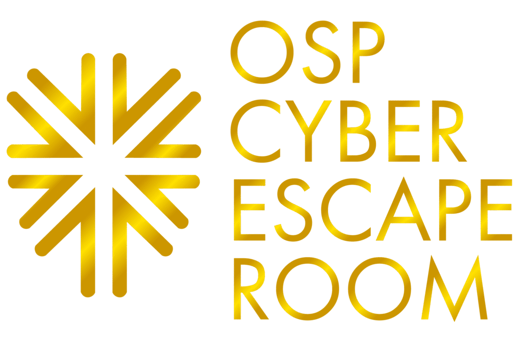 OSP Cyber Escape Room Logo in gold.