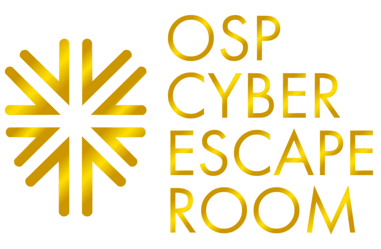 OSP Cyber Escape Room Logo in gold.